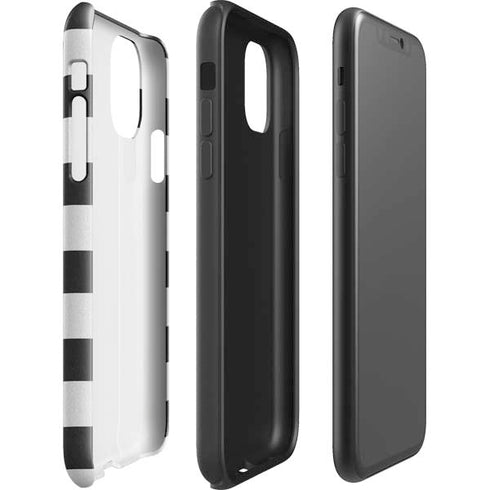 Black And White Striped Heart iPhone 11 Impact Case