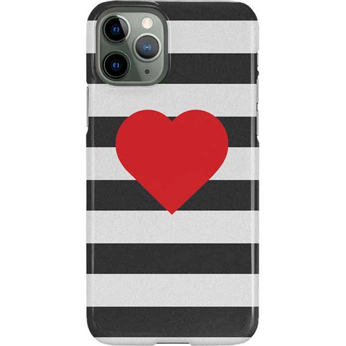 Black And White Striped Heart iPhone 11 Pro Lite Case