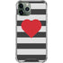 Black And White Striped Heart iPhone 11 Pro Max Clear Case