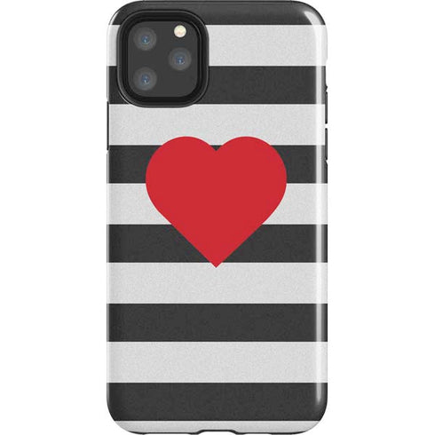 Black And White Striped Heart iPhone 11 Pro Max Impact Case