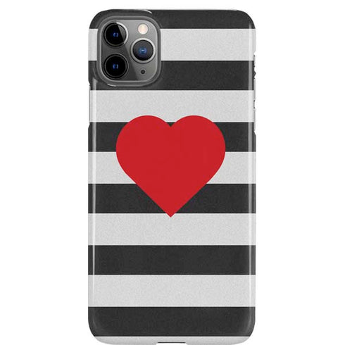 Black And White Striped Heart iPhone 11 Pro Max Lite Case