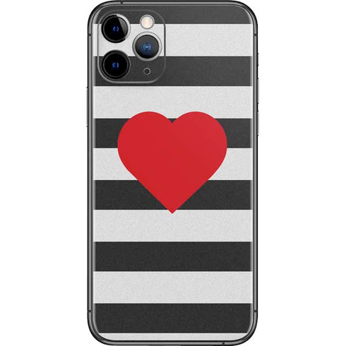 Black And White Striped Heart iPhone 11 Pro Skin