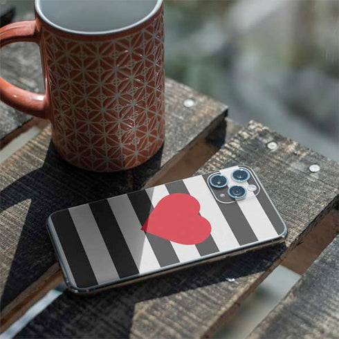 Black And White Striped Heart iPhone 11 Pro Skin