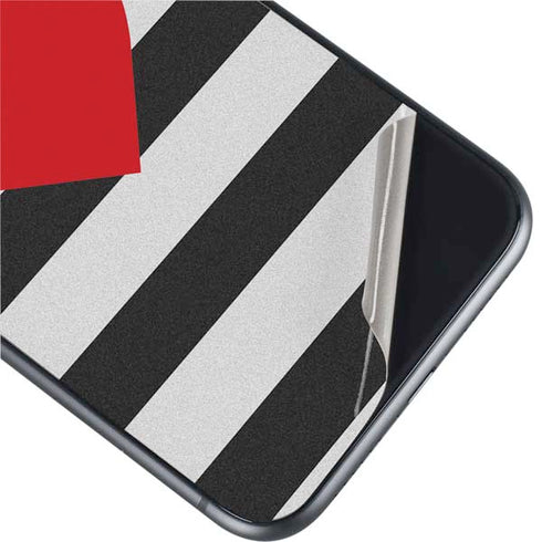 Black And White Striped Heart iPhone 11 Skin