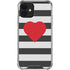 Black And White Striped Heart iPhone 12 Clear Case