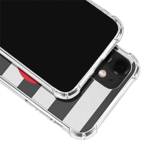 Black And White Striped Heart iPhone 12 Clear Case
