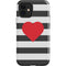Black And White Striped Heart iPhone 12 Impact Case