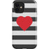 Black And White Striped Heart iPhone 12 Impact Case
