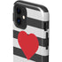 Black And White Striped Heart iPhone 12 Mini Impact Case