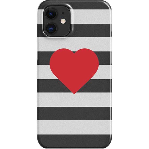 Black And White Striped Heart iPhone 12 Mini Lite Case