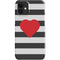 Black And White Striped Heart iPhone 12 Mini Lite Case