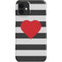 Black And White Striped Heart iPhone 12 Mini Lite Case