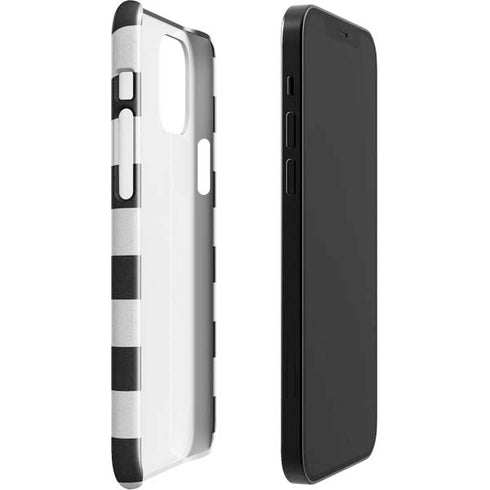 Black And White Striped Heart iPhone 12 Mini Lite Case