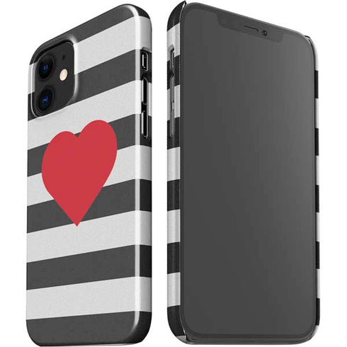 Black And White Striped Heart iPhone 12 Mini Lite Case
