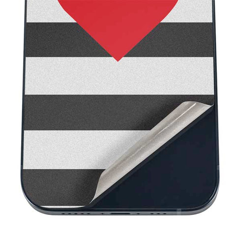 Black And White Striped Heart iPhone 12 Mini Skin