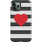 Black And White Striped Heart iPhone 12 Pro Impact Case