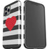 Black And White Striped Heart iPhone 12 Pro Max Impact Case