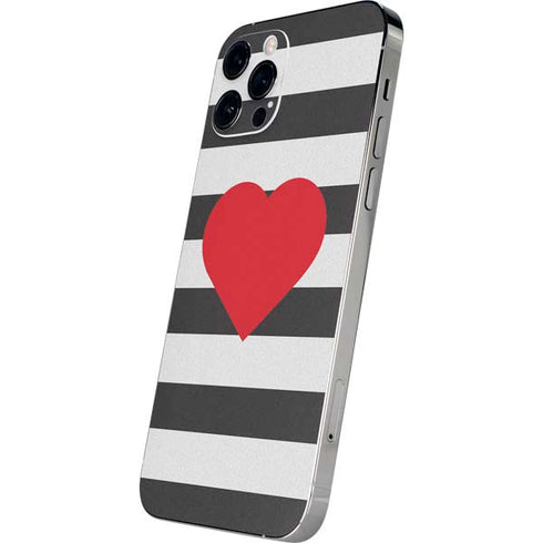 Black And White Striped Heart iPhone 12 Pro Max Skin
