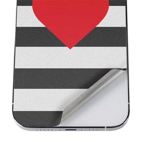 Black And White Striped Heart iPhone 12 Pro Max Skin
