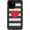 Black And White Striped Heart iPhone 12 Pro Waterproof Case