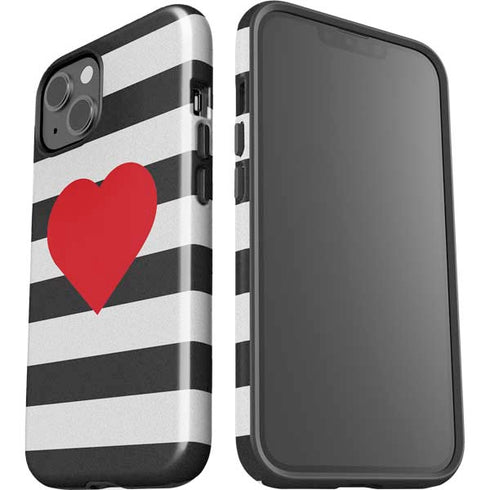 Black And White Striped Heart iPhone 13 Impact Case