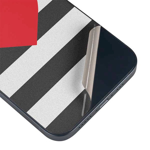 Black And White Striped Heart iPhone 13 Mini Skin