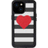 Black And White Striped Heart iPhone 13 Mini Waterproof Case