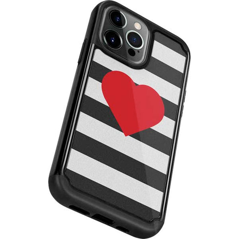 Black And White Striped Heart iPhone 13 Pro Cargo Case