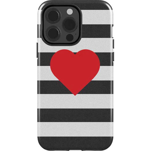 Black And White Striped Heart iPhone 13 Pro Impact Case