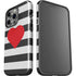 Black And White Striped Heart iPhone 13 Pro Impact Case