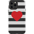 Black And White Striped Heart iPhone 13 Pro Max Impact Case