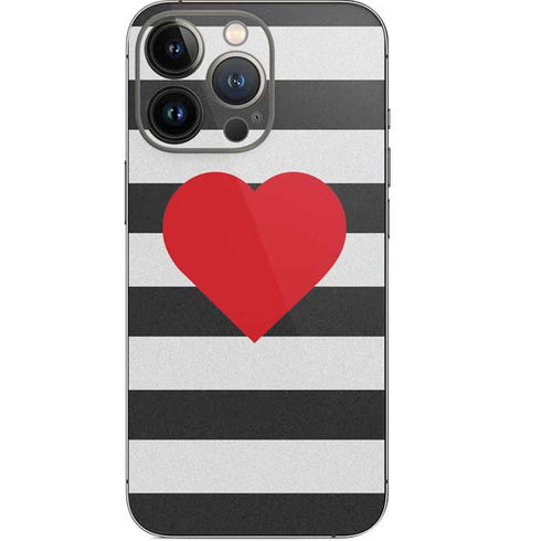 Black And White Striped Heart iPhone 13 Pro Skin