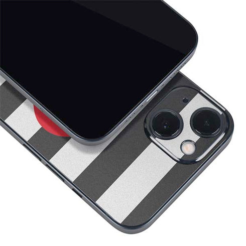 Black And White Striped Heart iPhone 13 Skin