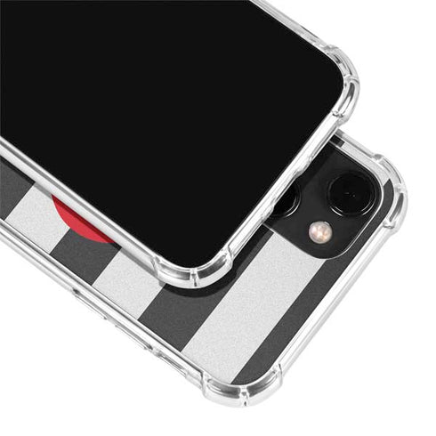 Black And White Striped Heart iPhone 14 Clear Case