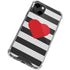 Black And White Striped Heart iPhone 14 Clear Case