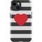 Black And White Striped Heart iPhone 15 Plus Impact Case