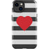 Black And White Striped Heart iPhone 15 Plus Impact Case