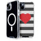 Black And White Striped Heart iPhone 14 MagSafe Case