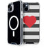 Black And White Striped Heart iPhone 14 MagSafe Case