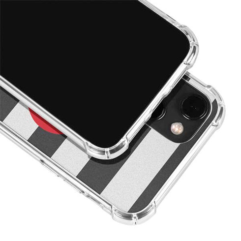 Black And White Striped Heart iPhone 14 Plus Clear Case