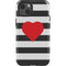 Black And White Striped Heart iPhone 14 Impact Case
