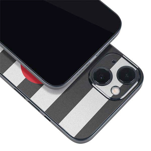 Black And White Striped Heart iPhone 15 Plus Skin