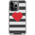 Black And White Striped Heart iPhone 15 Pro Clear Case