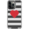 Black And White Striped Heart iPhone 14 Pro Clear Case