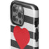 Black And White Striped Heart iPhone 14 Pro Impact Case