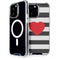 Black And White Striped Heart iPhone 15 Pro Max MagSafe Case