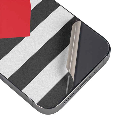 Black And White Striped Heart iPhone 14 Pro Max Skin