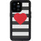Black And White Striped Heart iPhone 14 Pro Max Waterproof Case