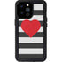 Black And White Striped Heart iPhone 14 Pro Max Waterproof Case