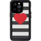Black And White Striped Heart iPhone 14 Pro Waterproof Case